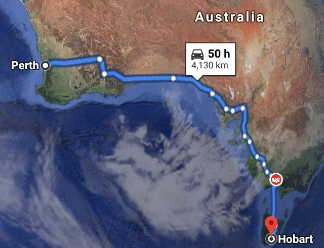 moving distance from Perth to hobart
