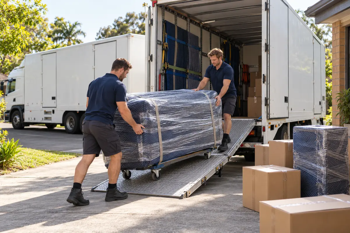 Illustrative protected furniture loading for a Gympie to Devonport removal